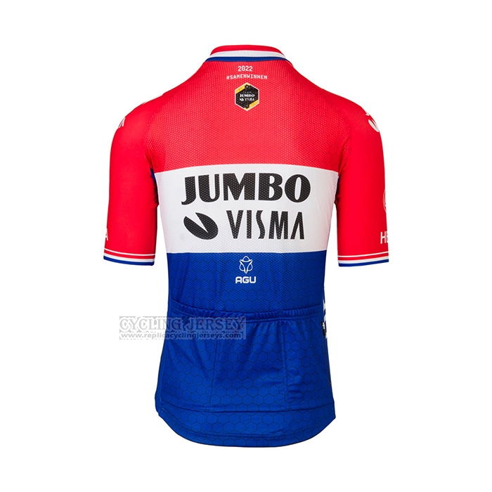 2022 Cycling Jersey Jumbo Visma Red White Blue Short Sleeve and Bib Short